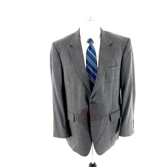 DAMAGED Jos A Bank Wool 2 Button Blazer 42R Gray‎ Twill Spec - Picture 5 of 15